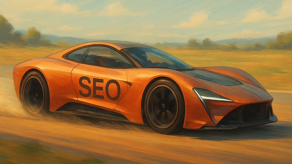 Le SEO est comme une voiture de course, où le SEO Technique, On-Page et Off-Page travaillent en synergie