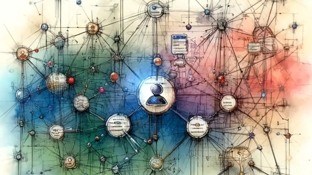 Un réseau avec au centre une entité et toutes ses ontologies qui se ramifient autour d'elle